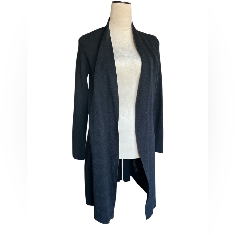 Eileen Fisher Wool blend black cardigan duster sweater size medium